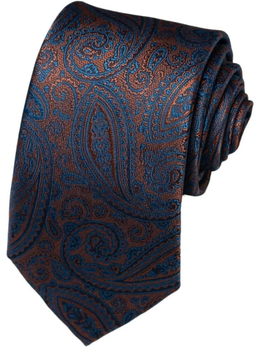 🆕Men's Brown 100% Microfiber Paisley Jacquard Slim Formal Necktie For Wedding